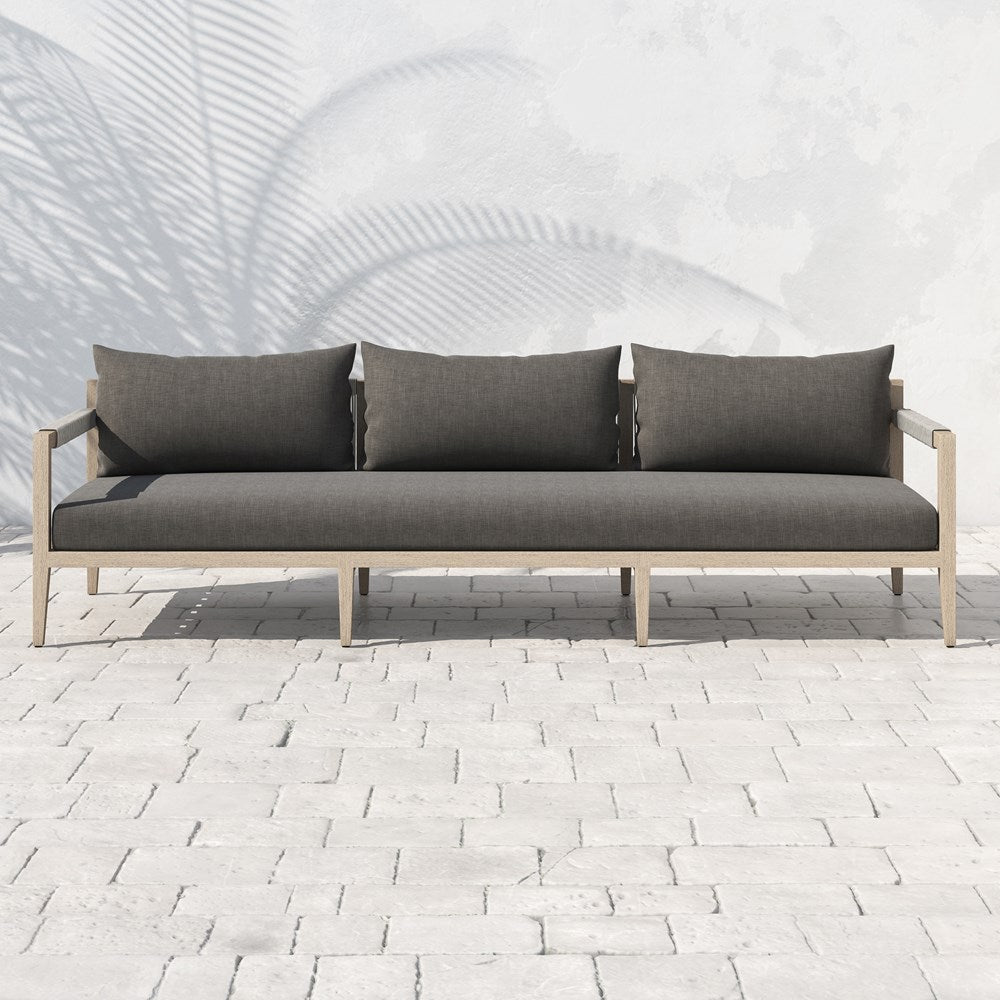 Sherwood Outdoor Sofa-93"-Four Hands-FH-JSOL-10201K-562-Outdoor SofasWeathered Grey-Fsc Teak / Dark Grey Rope-Charcoal-2-France and Son