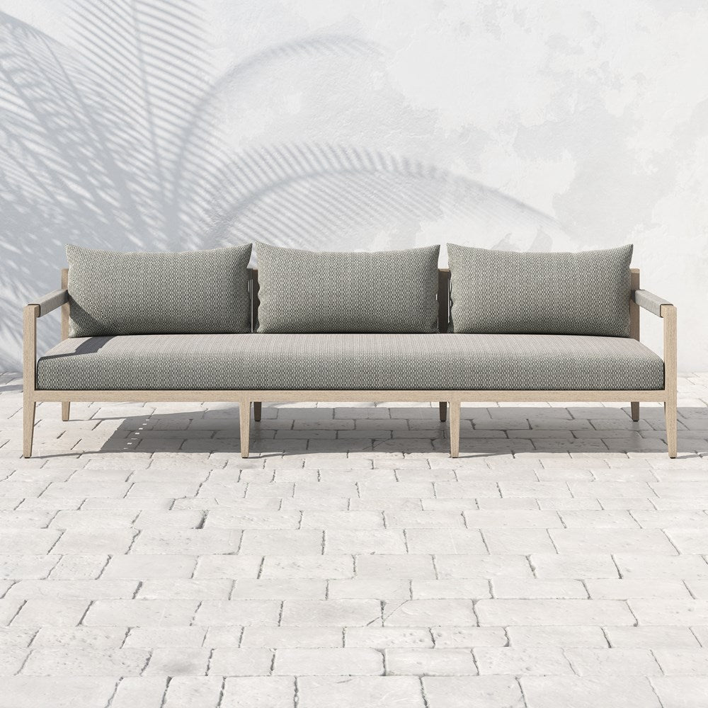 Sherwood Outdoor Sofa-93"-Four Hands-FH-JSOL-10201K-562-Outdoor SofasWeathered Grey-Fsc Teak / Dark Grey Rope-Charcoal-3-France and Son