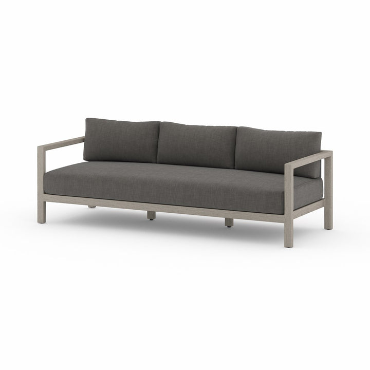 Sonoma Outdoor Sofa-88"-Four Hands-FH-JSOL-10501K-562-Outdoor SofasWeathered Grey-Fsc Teak / Dark Grey Strap-Charcoal-18-France and Son