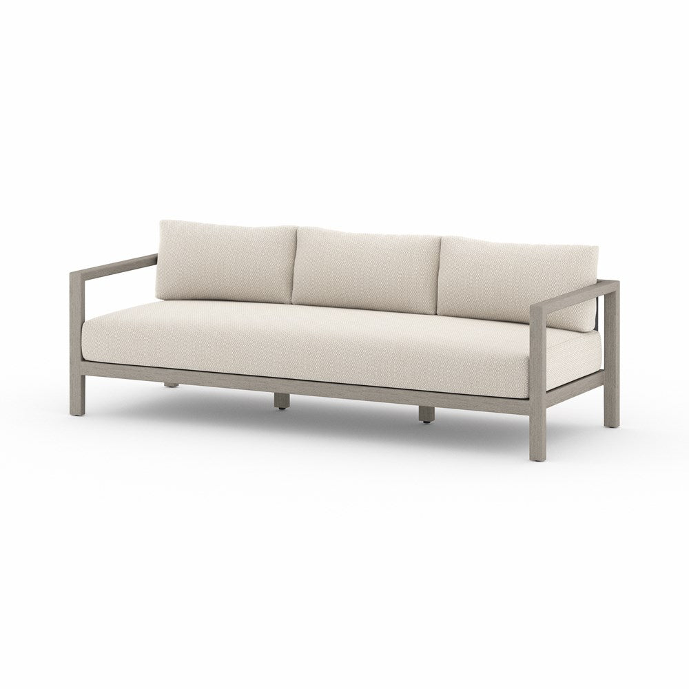 Sonoma Outdoor Sofa-88"-Four Hands-FH-JSOL-10501K-971-Outdoor SofasWeathered Grey-Fsc Teak / Dark Grey Strap-Faye Sand-14-France and Son