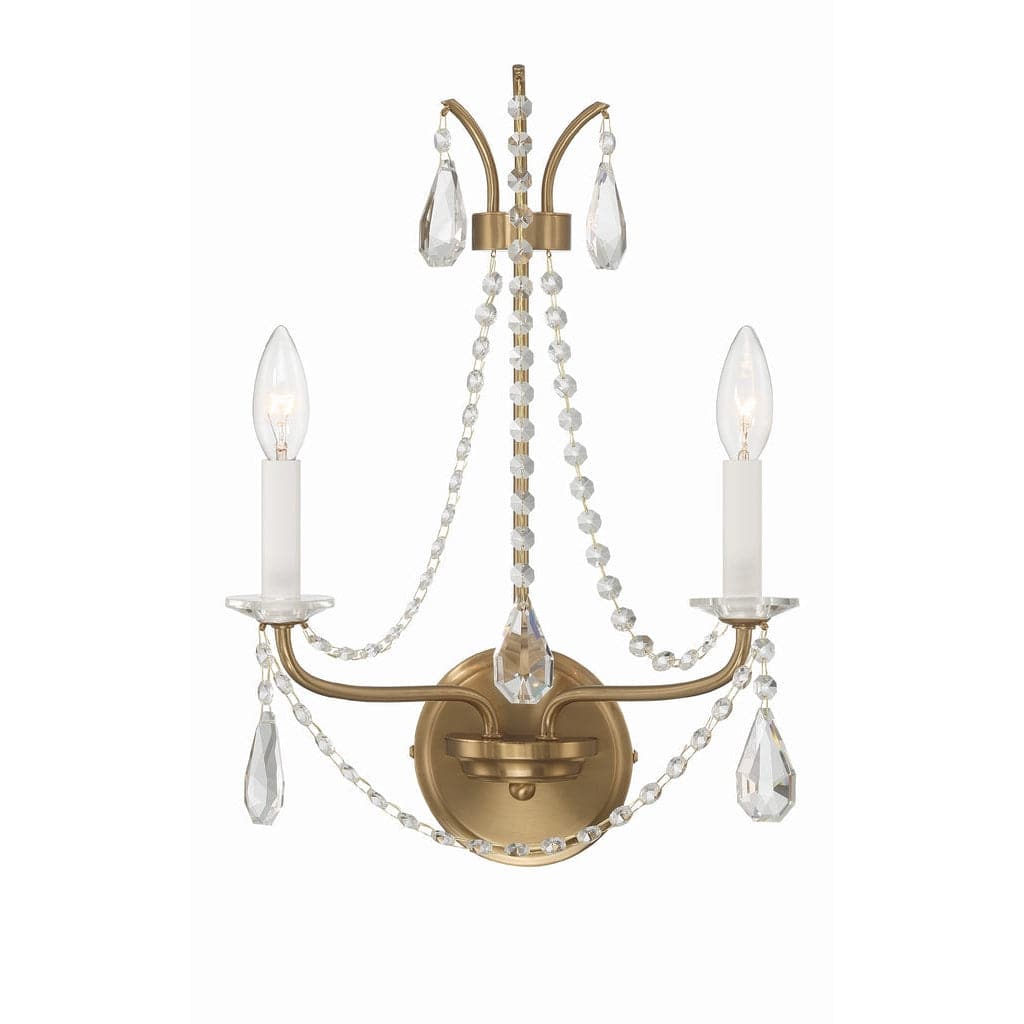 Karrington 2 Light Wall Mount-Crystorama Lighting Company-CRYSTO-KAR-90902-AG-CL-MWP-Flush MountsAged Brass-1-France and Son