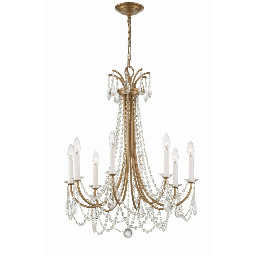 Karrington 8 Light Chandelier-Crystorama Lighting Company-CRYSTO-KAR-90908-AG-CL-MWP-ChandeliersAged Brass-1-France and Son