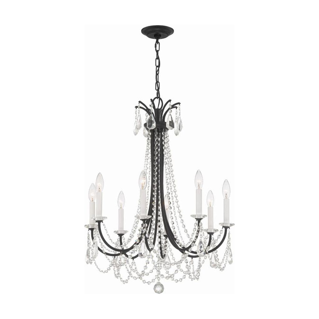 Karrington 8 Light Chandelier-Crystorama Lighting Company-CRYSTO-KAR-90908-MK-CL-MWP-ChandeliersMatte Black-2-France and Son