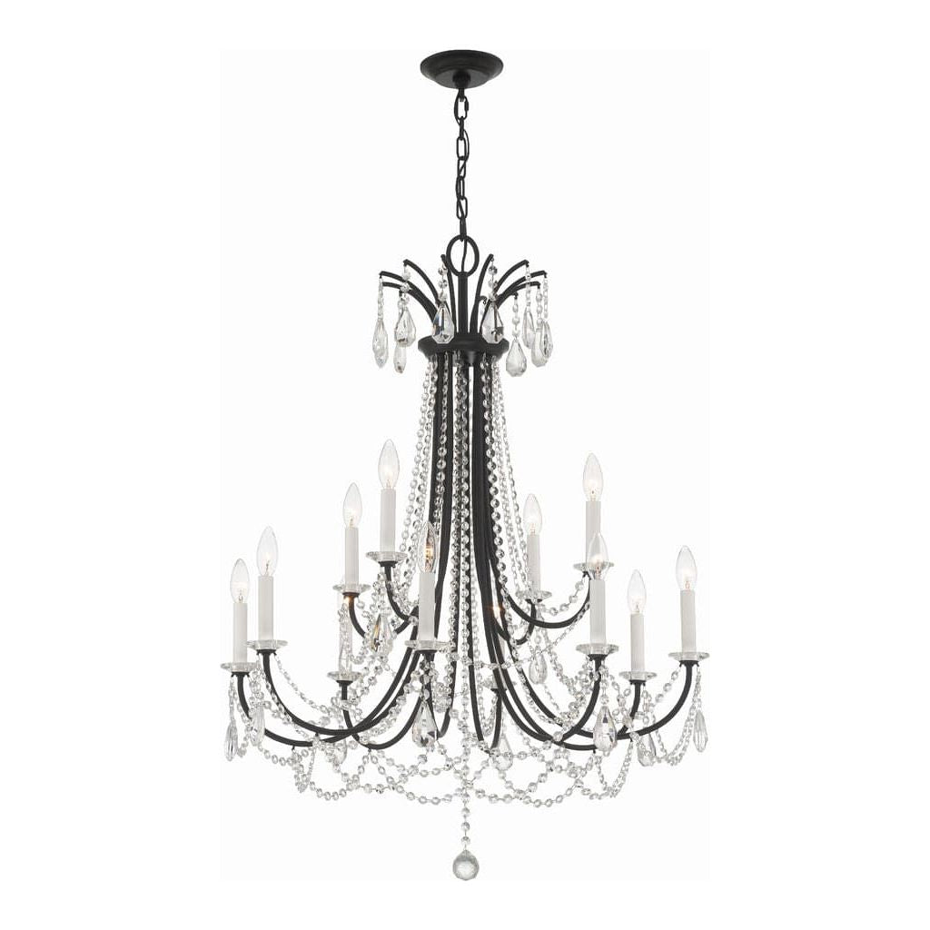 Karrington 12 Light Chandelier-Crystorama Lighting Company-CRYSTO-KAR-90912-MK-CL-MWP-ChandeliersMatte Black-5-France and Son