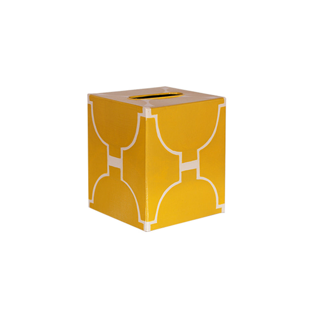 Kleenex Box Patterns-Worlds Away-WORLD-KBACADIAY-Baskets & BoxesKleenex Yellow/Cream Ptrn-2-France and Son
