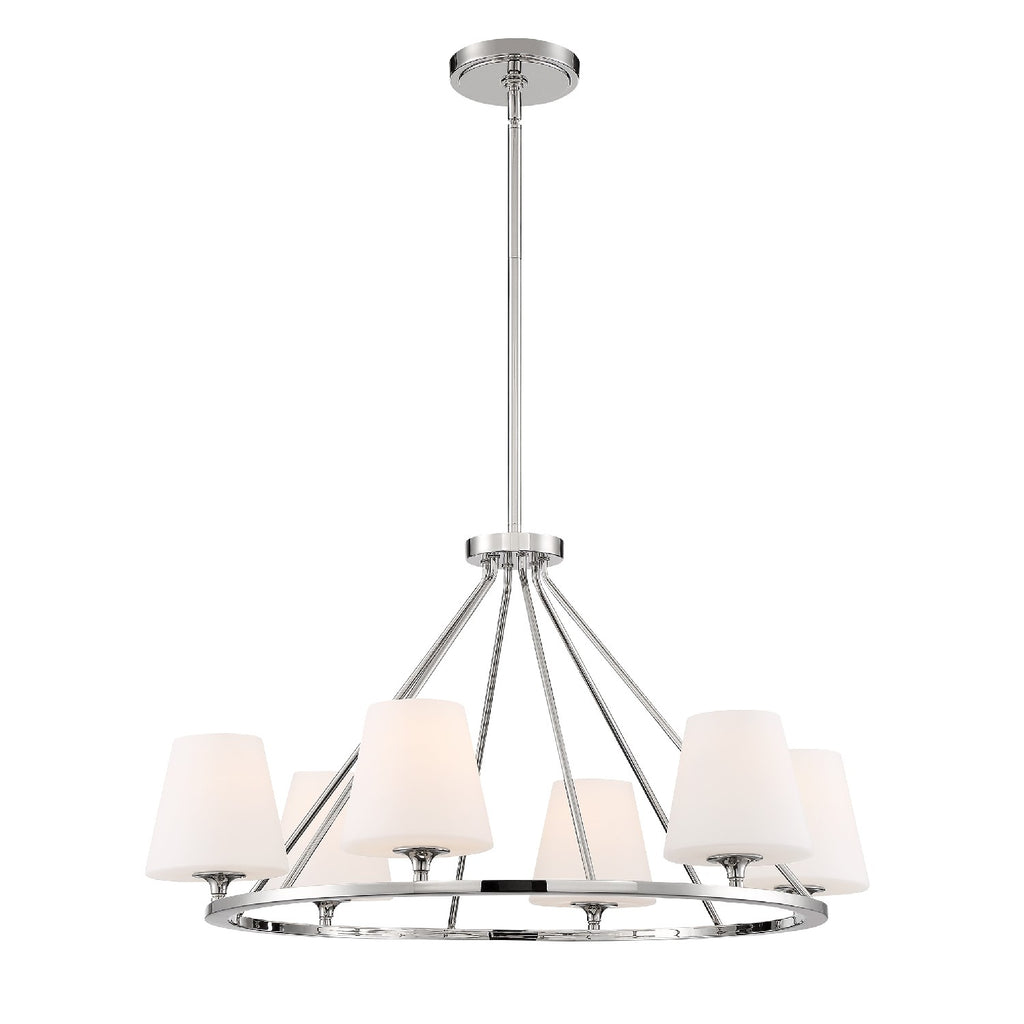 Keenan 6 Light Chandelier-Crystorama Lighting Company-CRYSTO-KEE-A3006-PN-ChandeliersPolished Nickel-1-France and Son