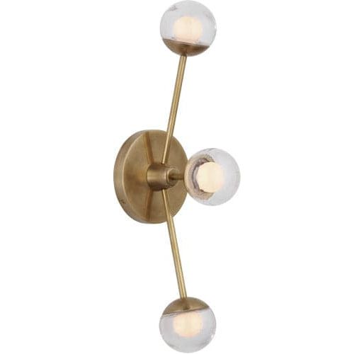 Ara 19" Triple Linear Sconce-Visual Comfort-VISUAL-KS 2230SB-CG-Wall LightingSoft Brass-2-France and Son