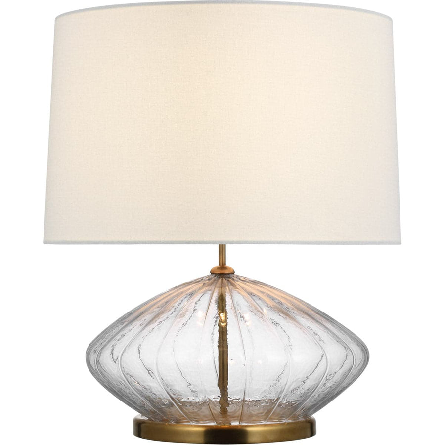 Evelyn Medium Fluted Table Lamp-Visual Comfort-VISUAL-KS 3131CG-L-Table LampsClear Glass with Linen Shade-1-France and Son