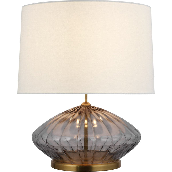 Evelyn Medium Fluted Table Lamp-Visual Comfort-VISUAL-KS 3131SMG-L-Table LampsSmoked Glass with Linen Shade-3-France and Son