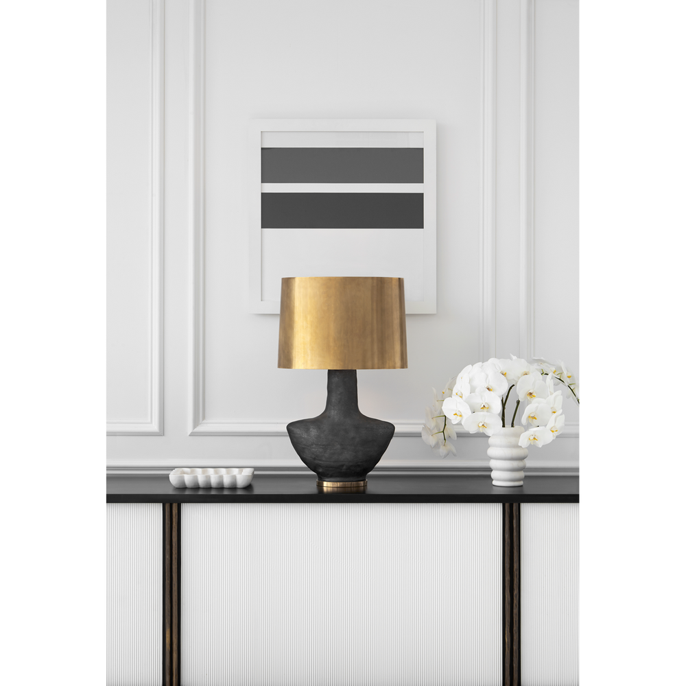 Artem Small Table Lamp-Visual Comfort-VISUAL-KW 3612PRW-AB-Table LampsPorous White-Antique Brass-2-France and Son