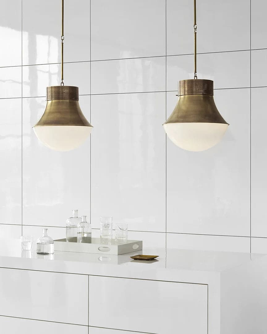 Priscilla Large Pendant-Visual Comfort-VISUAL-KW 5223AB-WG-PendantsAntique-Burnished Brass-White Glass-2-France and Son