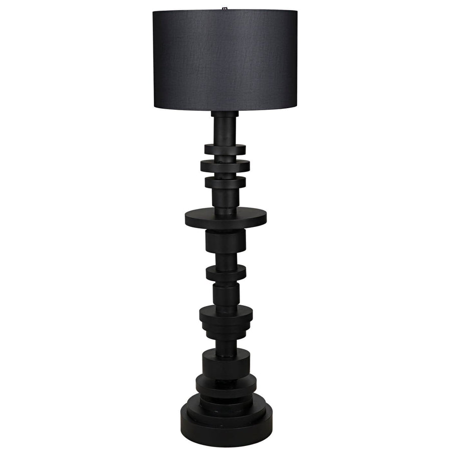Wilton Floor Lamp with Shade - Black Steel-Noir-NOIR-LAMP749MTBSH-Floor Lamps-1-France and Son