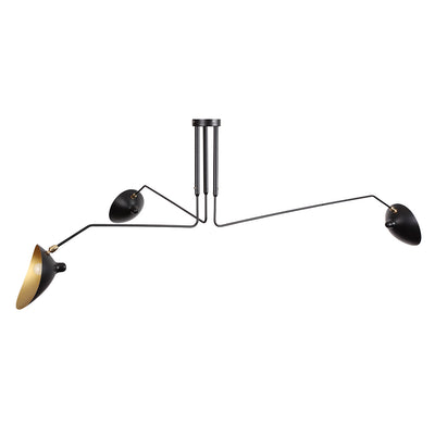 Mid Century Three-Arm MCL-R3 Ceiling Lamp-France & Son-LBC016BLKGLD-ChandeliersBlack / Gold-4-France and Son