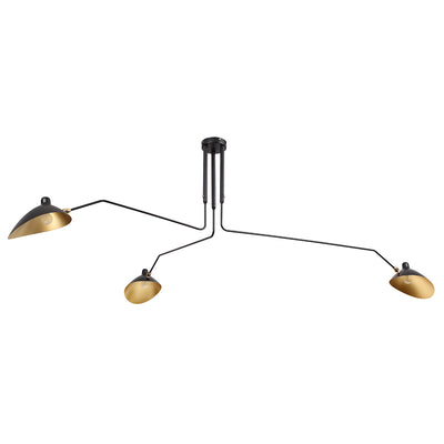 Mid Century Three-Arm MCL-R3 Ceiling Lamp-France & Son-LBC016BLK-ChandeliersBlack-5-France and Son