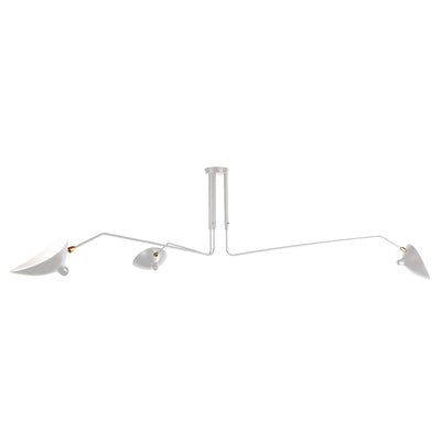 Mid Century Three-Arm MCL-R3 Ceiling Lamp-France & Son-LBC016WHT-ChandeliersWhite-7-France and Son