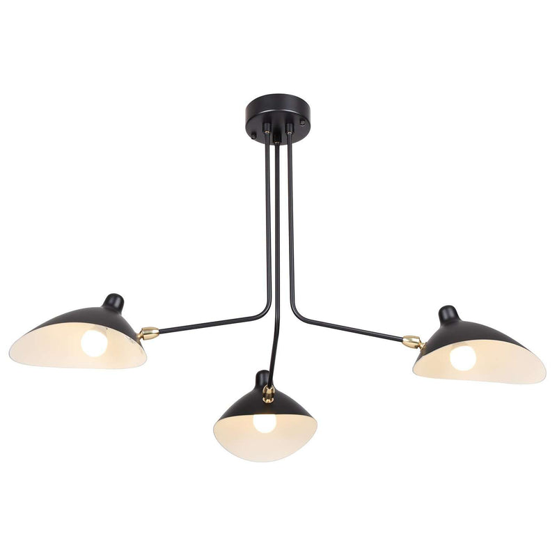Three-Arm MCL-R3 Ceiling Lamp - Classic-France & Son-LBC092BLK3-ChandeliersBlack-3-France and Son