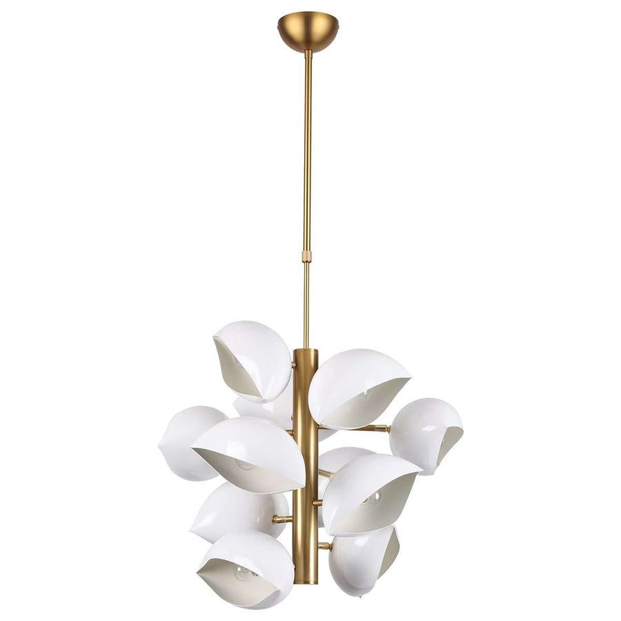 Modern Shell Concillo Chandelier - White-France & Son-LBC099WHTBRS-Chandeliers-1-France and Son