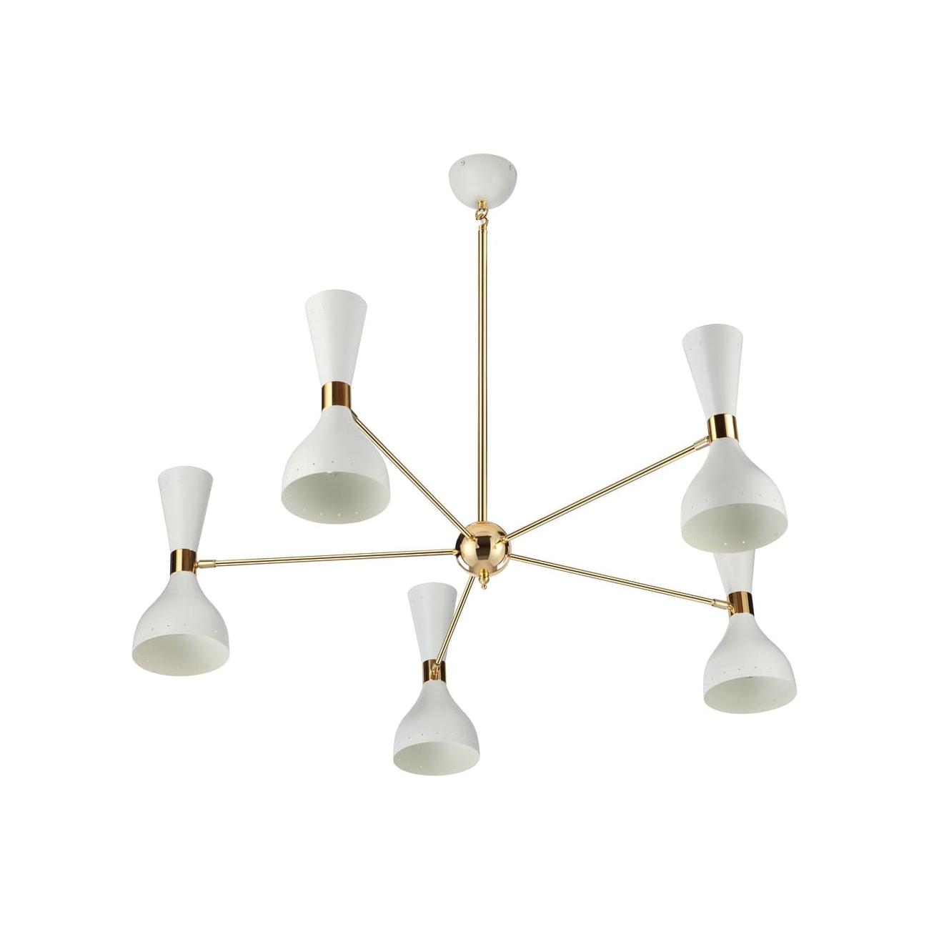 Mid Century Stilnovo Hourglass Chandelier 5 Arm