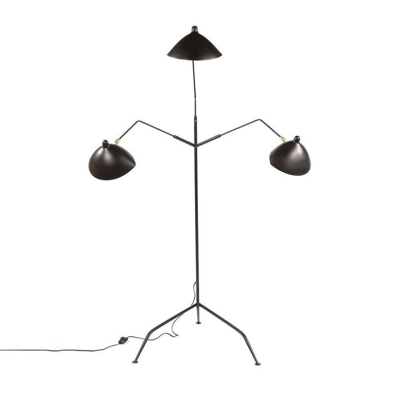 Mid Century Three-Arm MFL-3 Standing Floor Lamp-France & Son-LBF023BLK-Floor Lamps-3-France and Son