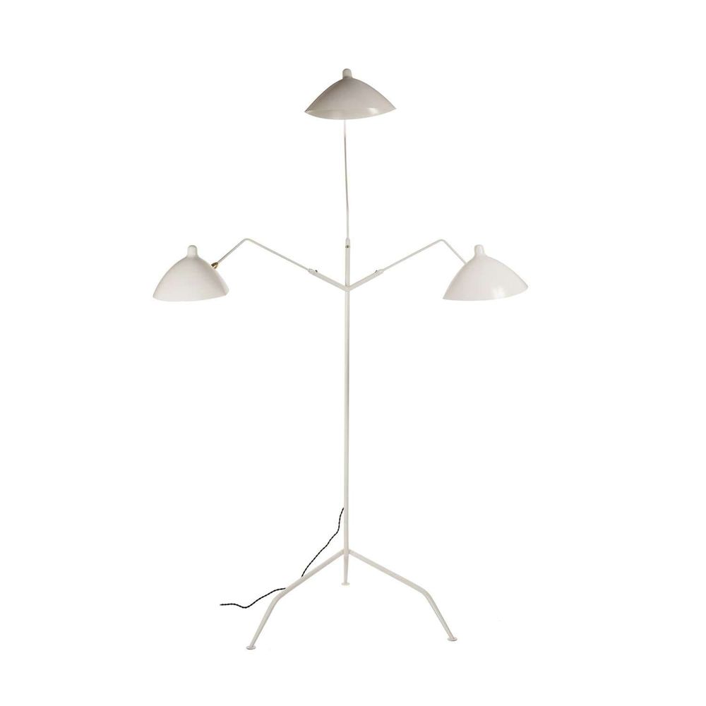 Mid Century Three-Arm MFL-3 Floor Lamp - White-France & Son-LBF023WHT-Floor Lamps-3-France and Son