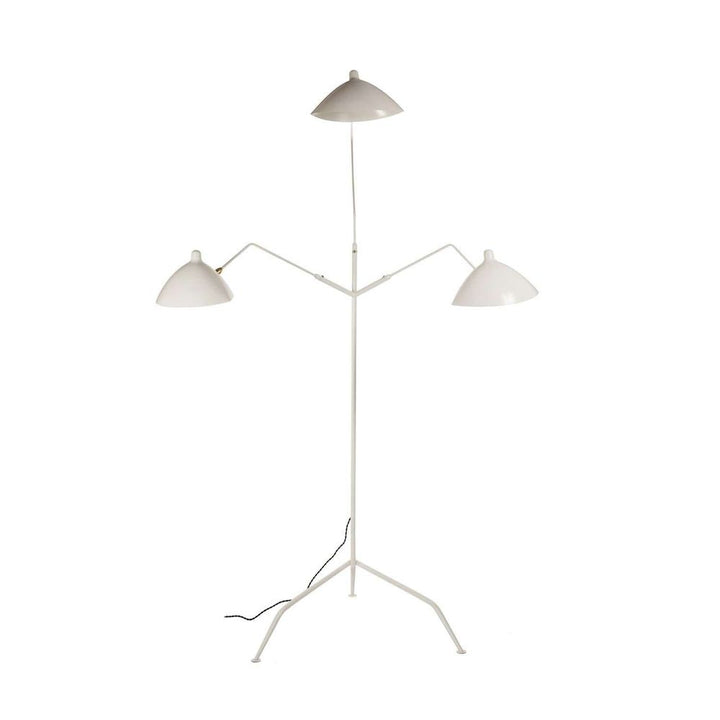 Mid Century Three-Arm MFL-3 Floor Lamp - White-France & Son-LBF023WHT-Floor Lamps-3-France and Son