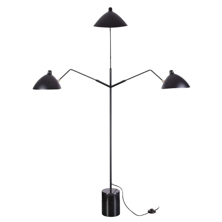 Mid Century Three-Arm MFL-3 Floor Lamp with Marble Base-France & Son-LBF024BLK-Floor Lamps-4-France and Son