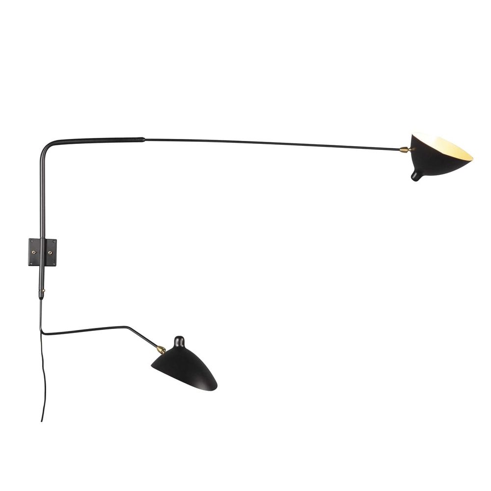 MSC-R2C Rotating Wall Sconce - Two Arm - 220V (euro standard)-France & Son-LAW030BLKD-Wall Lighting-3-France and Son