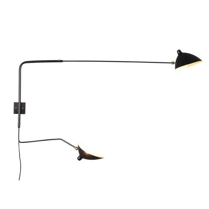 MSC-R2C Rotating Wall Sconce - Two Arm - 220V (euro standard)-France & Son-LAW030BLKD-Wall Lighting-2-France and Son