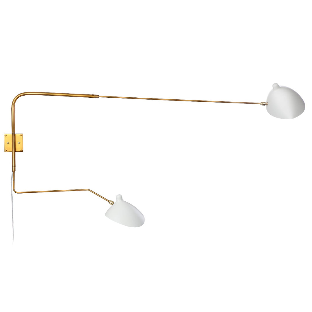 MSC-R2C Rotating Wall Sconce - Two Arm-France & Son-LBW030BRSWHTD-Wall LightingWhite/Brass-2-France and Son
