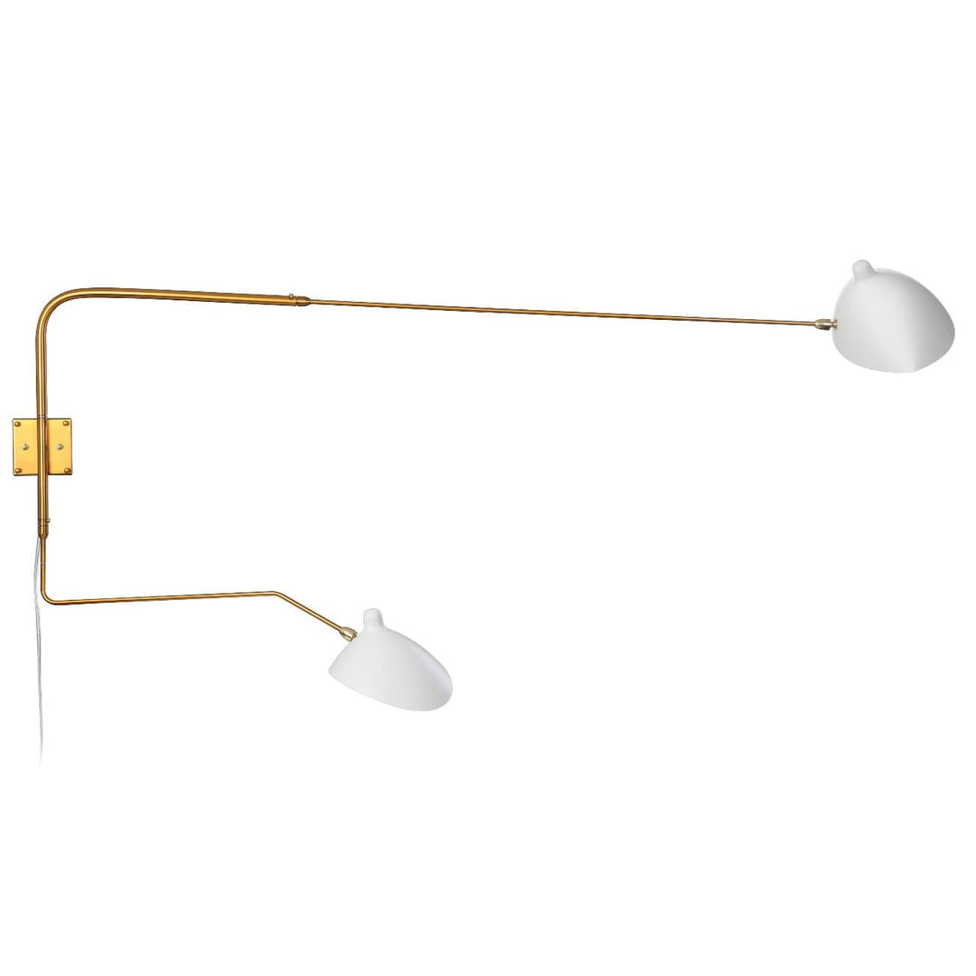 MSC-R2C Rotating Wall Sconce - Two Arm-France & Son-LBW030BRSWHTD-Wall LightingWhite/Brass-2-France and Son