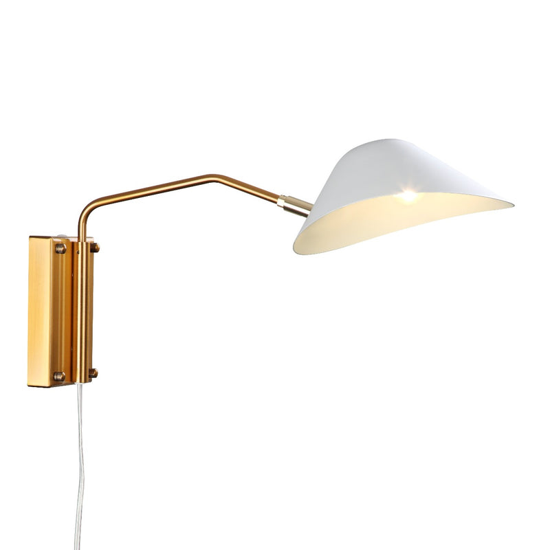 Mid Century Chapeau Rotating Wall Sconce-France & Son-LBW094BBRSWHT-Wall LightingWhite / Brass-2-France and Son