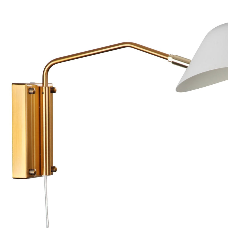 Mid Century Chapeau Rotating Wall Sconce-France & Son-LBW094BBRSWHT-Wall LightingWhite / Brass-3-France and Son