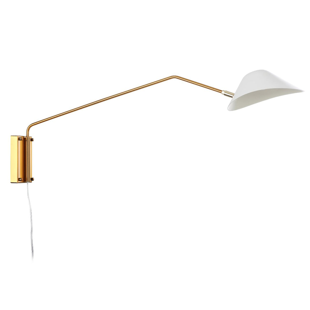 Mid Century Chapeau Long Rotating Wall Sconce-France & Son-LBW094CBRSWHT-Wall LightingWhite / Brass-2-France and Son