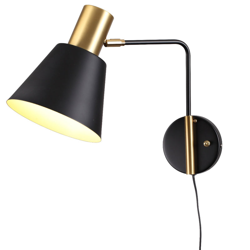 Mid Century Norre Rotating Wall Sconce-France & Son-LBW107BLKBRS-Wall LightingBlack-4-France and Son