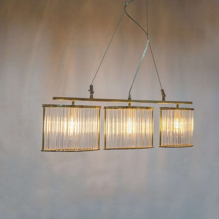 Stilio Linear Suspension Light with Fluted Glass Rids