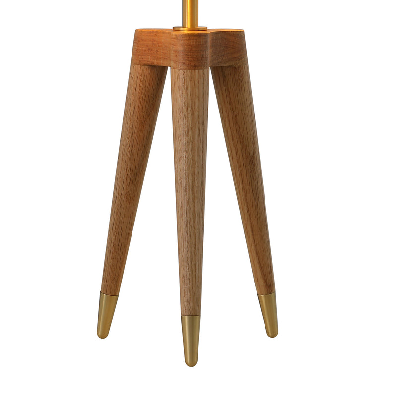 Brass Dome Table Lamp with Wooden Tripod Base-France & Son-LM1601TBRS-Table Lamps-4-France and Son