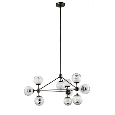 Modern Moda Chandelier 10 Globe - Clear Glass-France & Son-LM231P10BLK-Chandeliers-1-France and Son