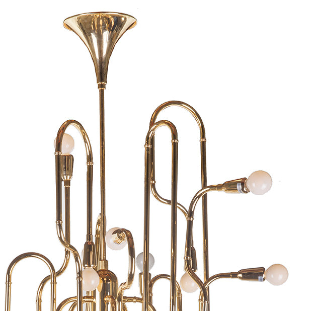 Modern Trombone Chandelier-France & Son-LM35810PGOLD-Chandeliers-2-France and Son
