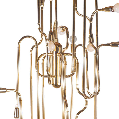Modern Trombone Chandelier-France & Son-LM35810PGOLD-Chandeliers-4-France and Son