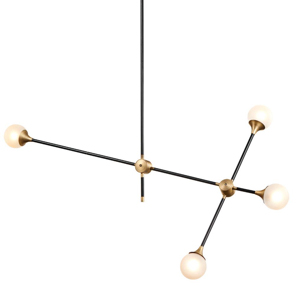Modern Baton Chandelier-France & Son-LM3644PBLKBRS-Chandeliers-2-France and Son