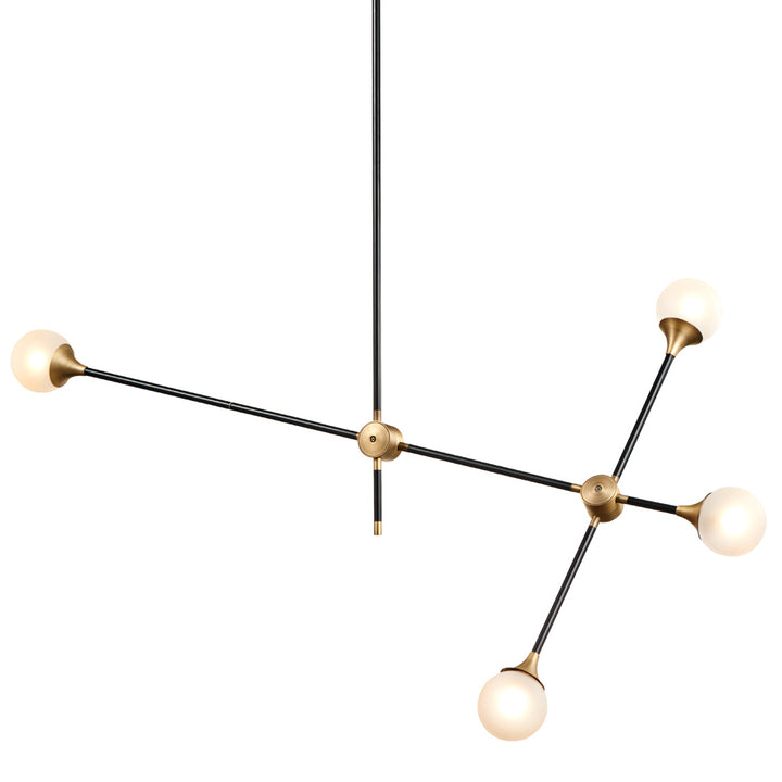 Modern Baton Chandelier-France & Son-LM3644PBLKBRS-Chandeliers-2-France and Son