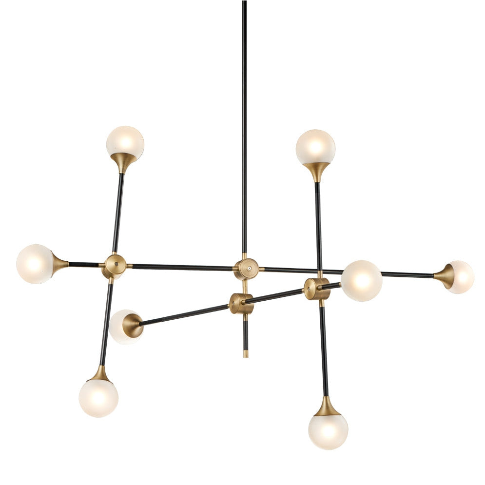 Modern Baton Chandelier - Large-France & Son-LM3648PBLKBRS-Chandeliers-2-France and Son