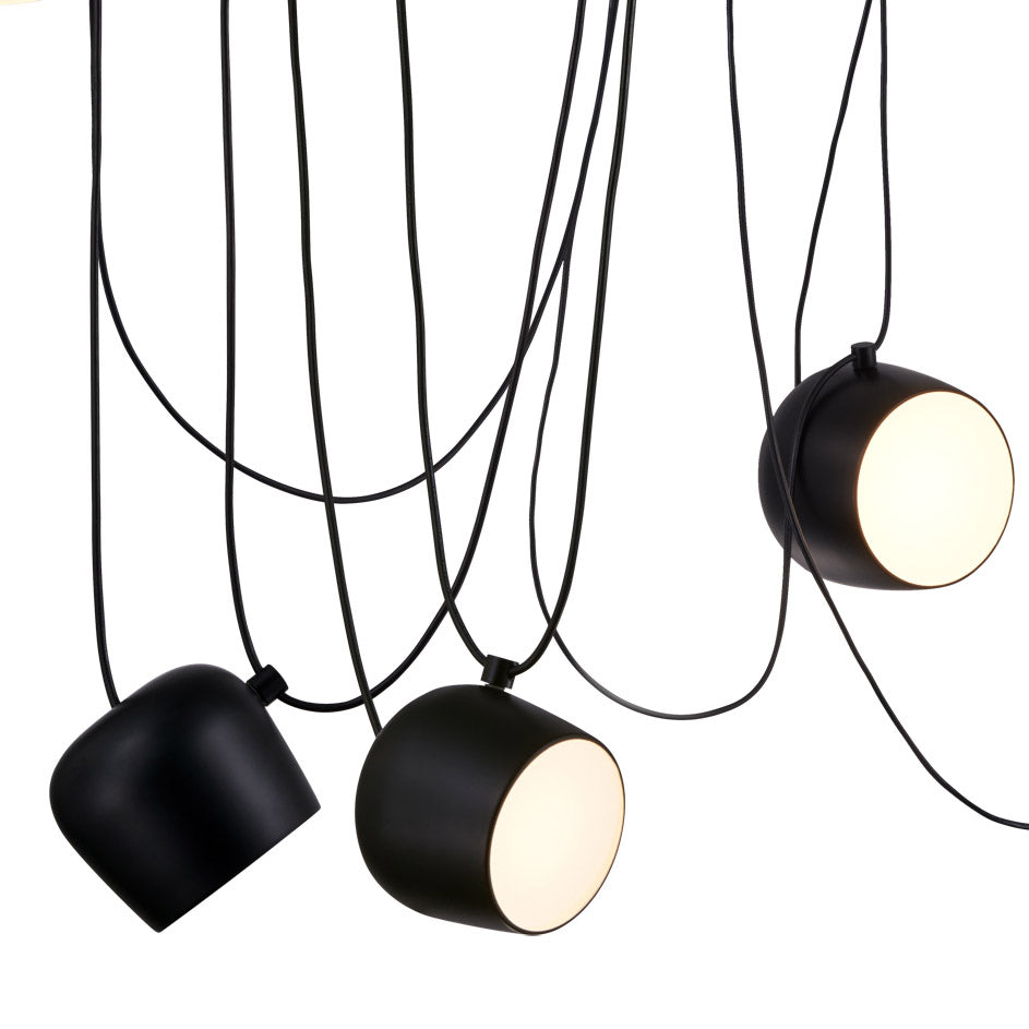 Five Head Focus Suspension Light-France & Son-LM5025PBLK-Chandeliers-2-France and Son