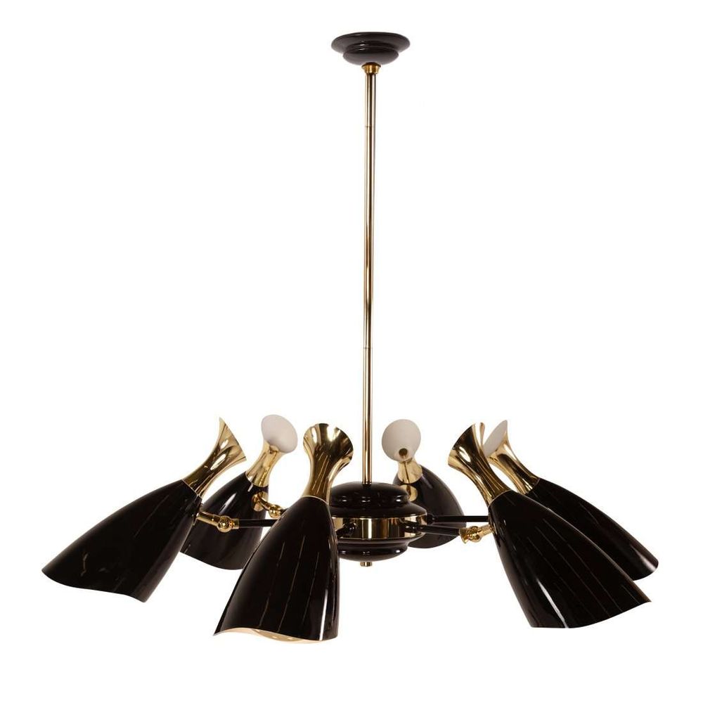 Ponti 6 Light Chandelier - Gold-France & Son-LM5126PBLK-Chandeliers-1-France and Son