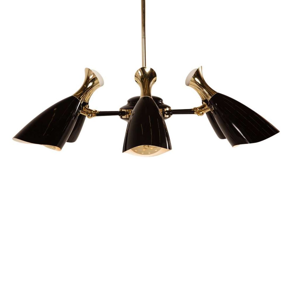 Ponti 6 Light Chandelier - Gold-France & Son-LM5126PBLK-Chandeliers-2-France and Son