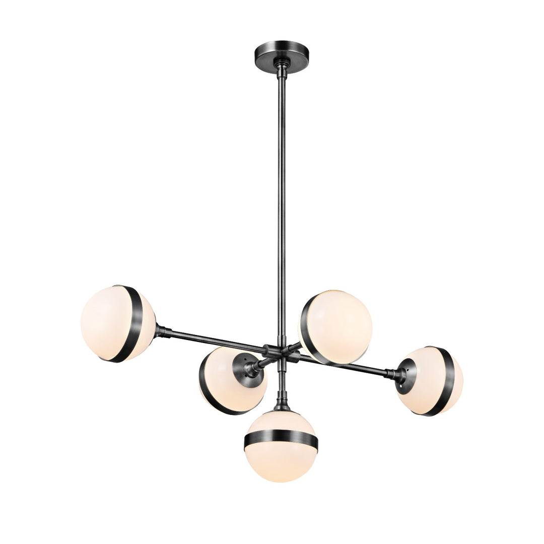 Mid Century Peggy Guggen Chandelier-France & Son-LM5615PBLK-ChandeliersBlack Pearl Chrome-2-France and Son
