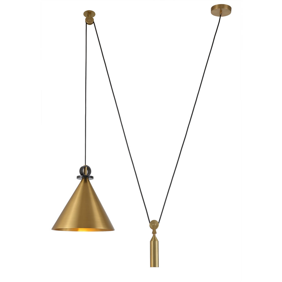 Brass Cone Counterweight Pendant Light-France & Son-LM9231PBRS-Pendants-1-France and Son