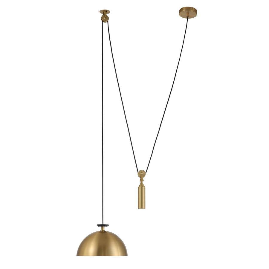 Brass Dome Counterweight Pendant Light-France & Son-LM9232PBRS-Pendants-1-France and Son