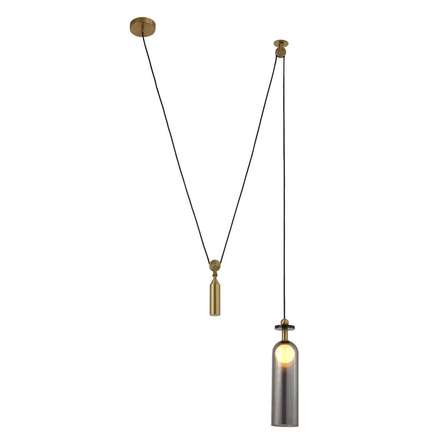 Cylinder Counterweight Pendant Light-France & Son-LM9233PBRS-Pendants-1-France and Son