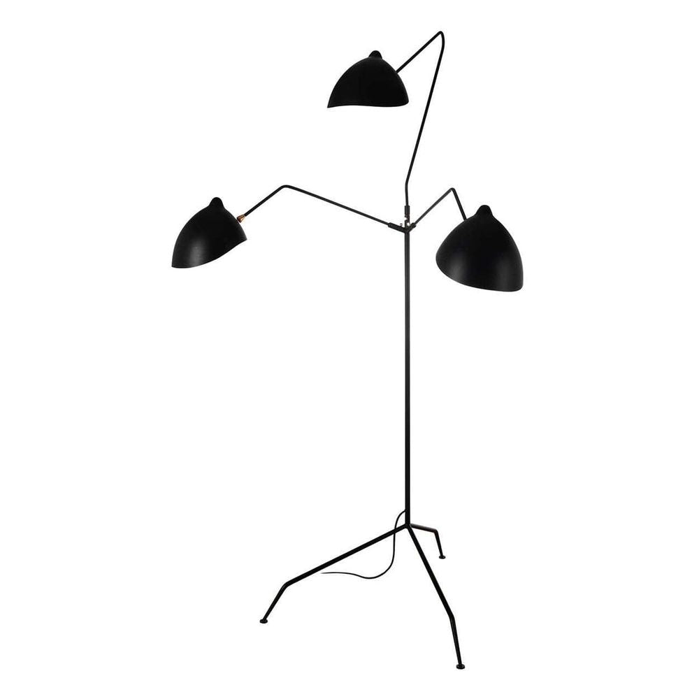 Alternate view of MFL-3 Floor Lamp, featuring matte finish, metal, and three independently adjustable arms.